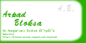 arpad bloksa business card